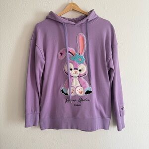 Stella Lou Disney Rabbit Rene Mode Purple Cotton Hoodie Sweatshirt US Small